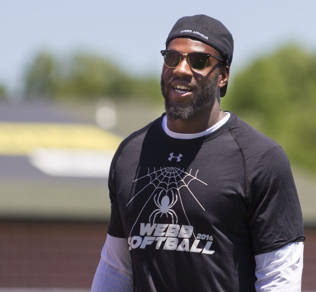 It's all smiles for Ravens defense at the 5th inning of the Lardarius Webb Charity Softball Game, despite losing 14-8 to the Ravens offense. Photo by JERMAIN RANGASAMMY
