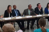 District 3 Council and State’s Attorney candidates meet at forum in North Laurel, Maryland in event sponsored by Southern Howard County Civic Association. Seated left to right: Rich Gibson, Kim Oldham, Hiruy Hadgu, Steven F. Hunt, Greg Jennings, and Christiana Rigby. (Photo by Ricardo Whitaker)