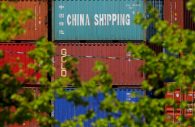 FILE PHOTO: Shipping containers, including one labelled "China Shipping," are stacked at the Paul W. Conley Container Terminal in Boston, Massachusetts, U.S., May 9, 2018.   REUTERS/Brian Snyder/File Photo