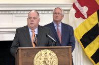 Governor Larry Hogan at podium (File Photo from  CNS)