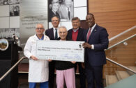 Howard County Executive Calvin Ball at media event presenting symbolic $3 million check to personnel at R Adams Cowley Shock Trauma Center at the University of Maryland Medical Center (UMMC) in Downtown Baltimore.
