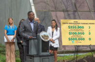 Howard County Executive Calvin Ball seen announcing expansion of transformational youth programming.