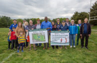 Howard County Executive Calvin Ball with supporters during the announcement of the new plan design for East Columbia Library Park