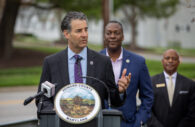Congressman John Sarbanes (D-3rd District) making joint transportation announcement with Howard County Executive Calvin Ball.